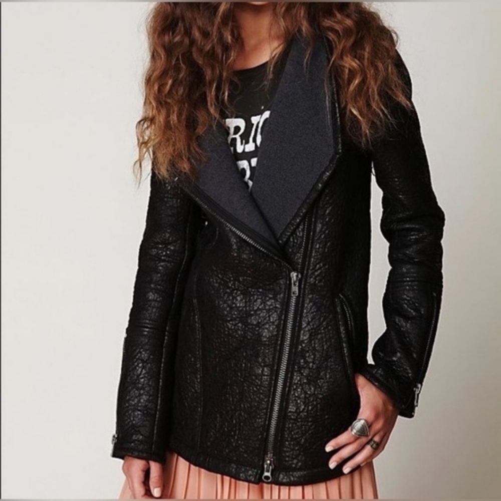 We The Free Black Leather Jacket